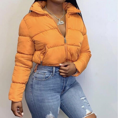 Cropped Puffer Jacket with Drawstring