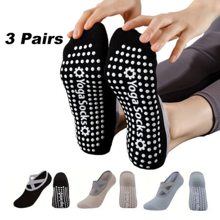 Non-Slip Yoga Socks with Grips (3-Pack)